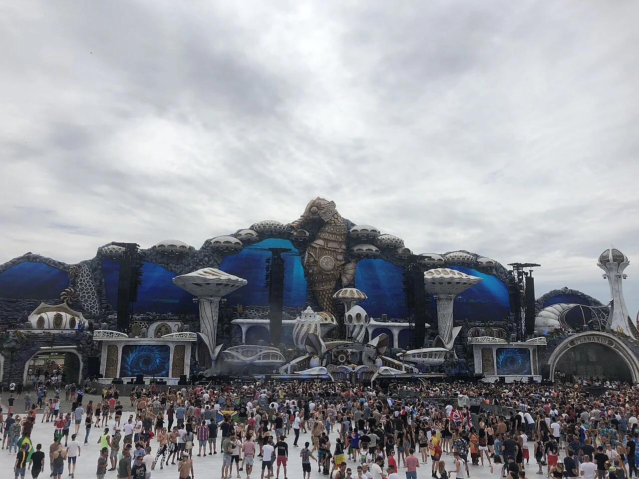 Tomorrowland main stage in Belgium before nightfall in 2018